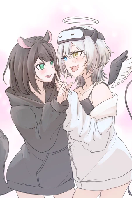 リクエストありがとうございました!!  萬白ちゃんとごまちゃんを描かせていただきました⸜( * ॑꒳ ॑*)⸝⋆* なかよしてぇてぇ(*˙˘˙)人(˙˘˙˶)  #くろ絵みて #ごまぁーと
