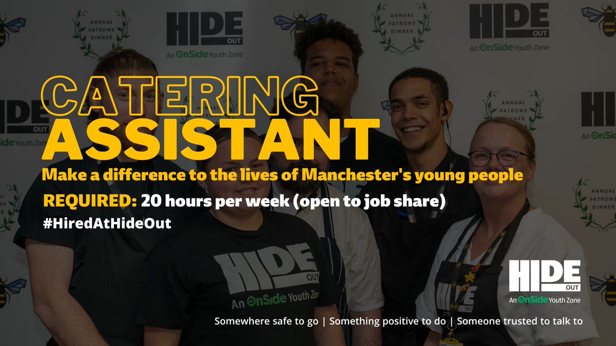 HideOut_YZ's tweet photo. π§βπ³We are #recruiting for a #Catering Assistant to join #TeamHideOut
β‘οΈ 20 hours per week
π Cook healthy and inspiring dishes for our members
https://t.co/ZqlnushF4g https://t.co/ecMFyY3hNh