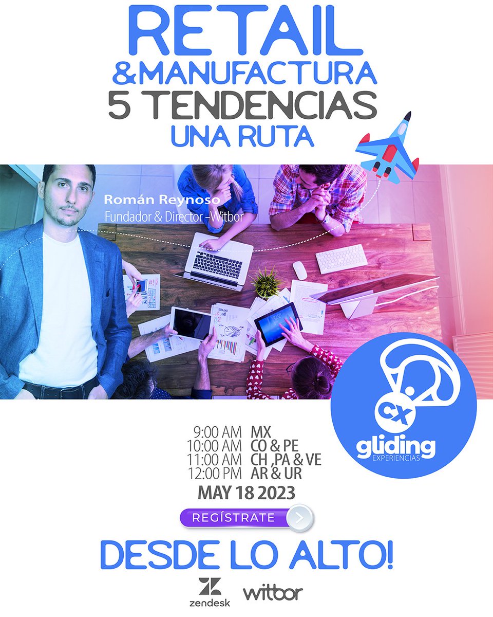 WitborOK's tweet image. Vuela por todo lo alto, el próximo Jueves 18 de Mayo y descubré las 5 grandes tendencias del CX y todo lo relacionado a la atención de tu cliente y su experiencia con tus productos y servicios.

REGISTRATE! es totalmente GRATIS gracias a 
@WitborOK 

zurl.co/QBkH