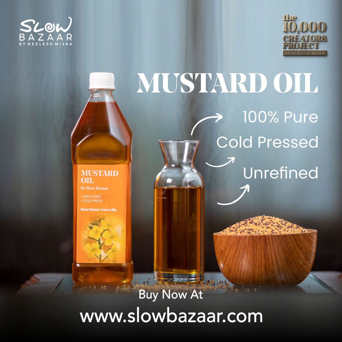 SlowBazaar's tweet image. Refined oils go through a lot of processing and hence loose all the nutrients.
Switch to 100% pure, unrefined, cold pressed mustard oil which has all nutrients intact.
Eat healthy, stay healthy. 

Mustard oil now available on slowbazaar.com

#mustardoil #coldpressed