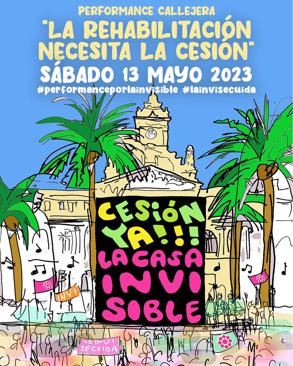 LaCasaInvisible's tweet photo. PERFORMANCE REIVINDICATIVA «LA INVI SE QUEDA»
📌 Sábado 13 mayo 11:30 c/Nosquera.
El ARTE TOMA LA CALLE para recordar a Paco de la Torre y su gobierno que ¡LA INVISIBLE SE QUEDA! 💖 https://t.co/8cs8XPgrGN