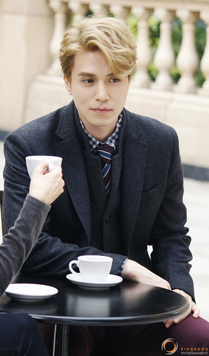 Blonde hair but long eyelashes remain black. #leedongwook