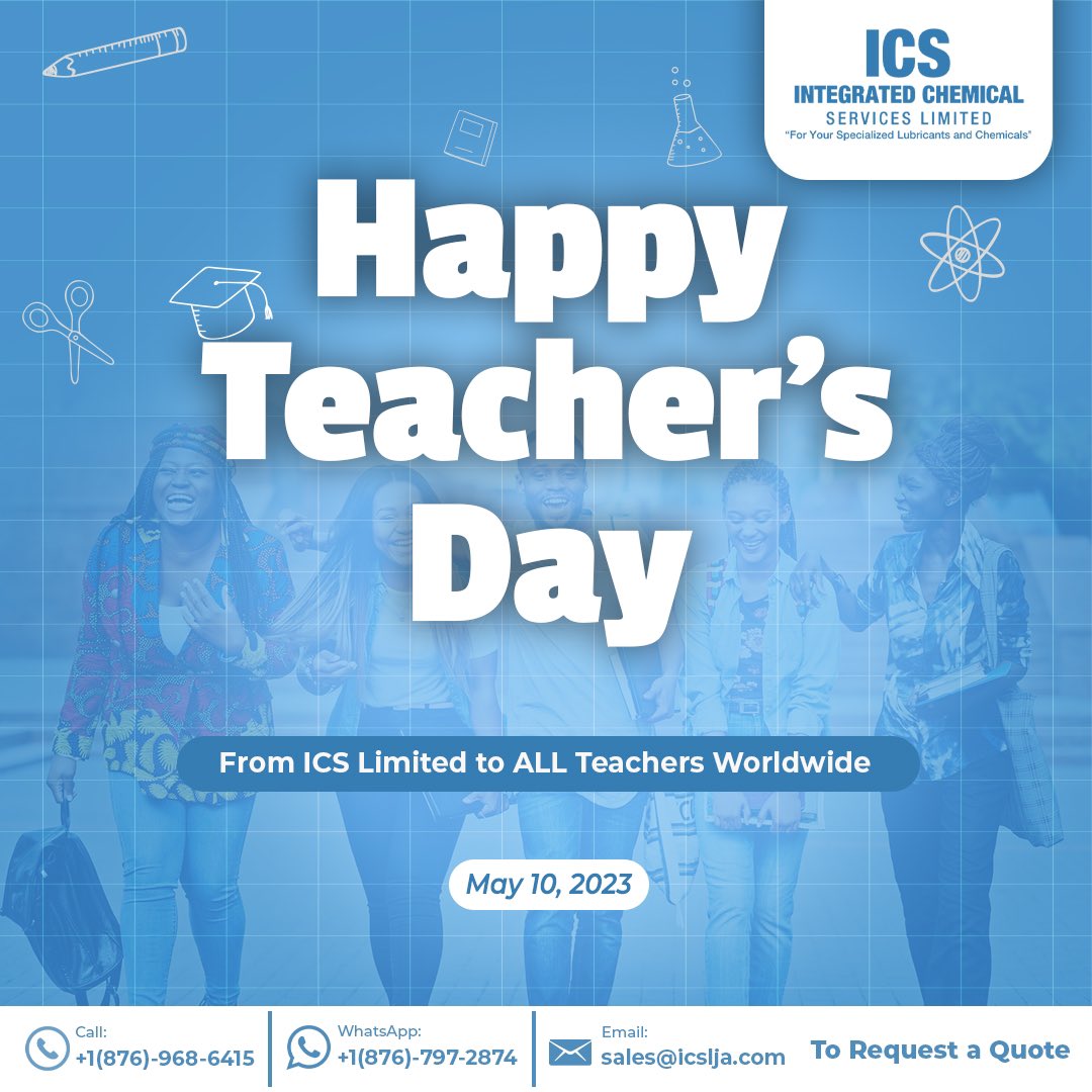 INTCHEMSERV's tweet photo. Teaching is the profession that teaches all the other professions. Happy Teacher’s Day!!!

#ics #teachersday #happyteachersday #teachersday #jamaica #jamaican #integratedchemicalservices https://t.co/pPWSOpy1tK
