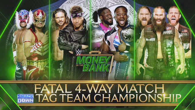 wrestle_hist's tweet photo. 5/10/2020
The New Day defeated The Forgotten Sons, John Morrison & The Miz, and Lucha House Party to retain the SmackDown Tag Team Championship at Money in the Bank from the WWE Performance Center in Orlando, Florida.
#WWE #MITB #NewDay #BigE #KofiKingston #ForgottenSons https://t.co/A9c8UoPqPV