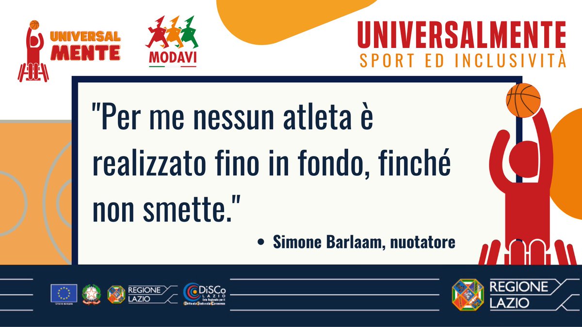 🏊🏼‍♂️Le grandi storie di sport: #SimoneBarlaam
🏀 #UniversalMente, finanziato da #DiscoLazio, mette a disposizione uno sportello informativo per aiutare i cittadini ad avere le info sulle strutture attrezzate e sui servizi nel territorio, per giovani e studenti con #disabilità.