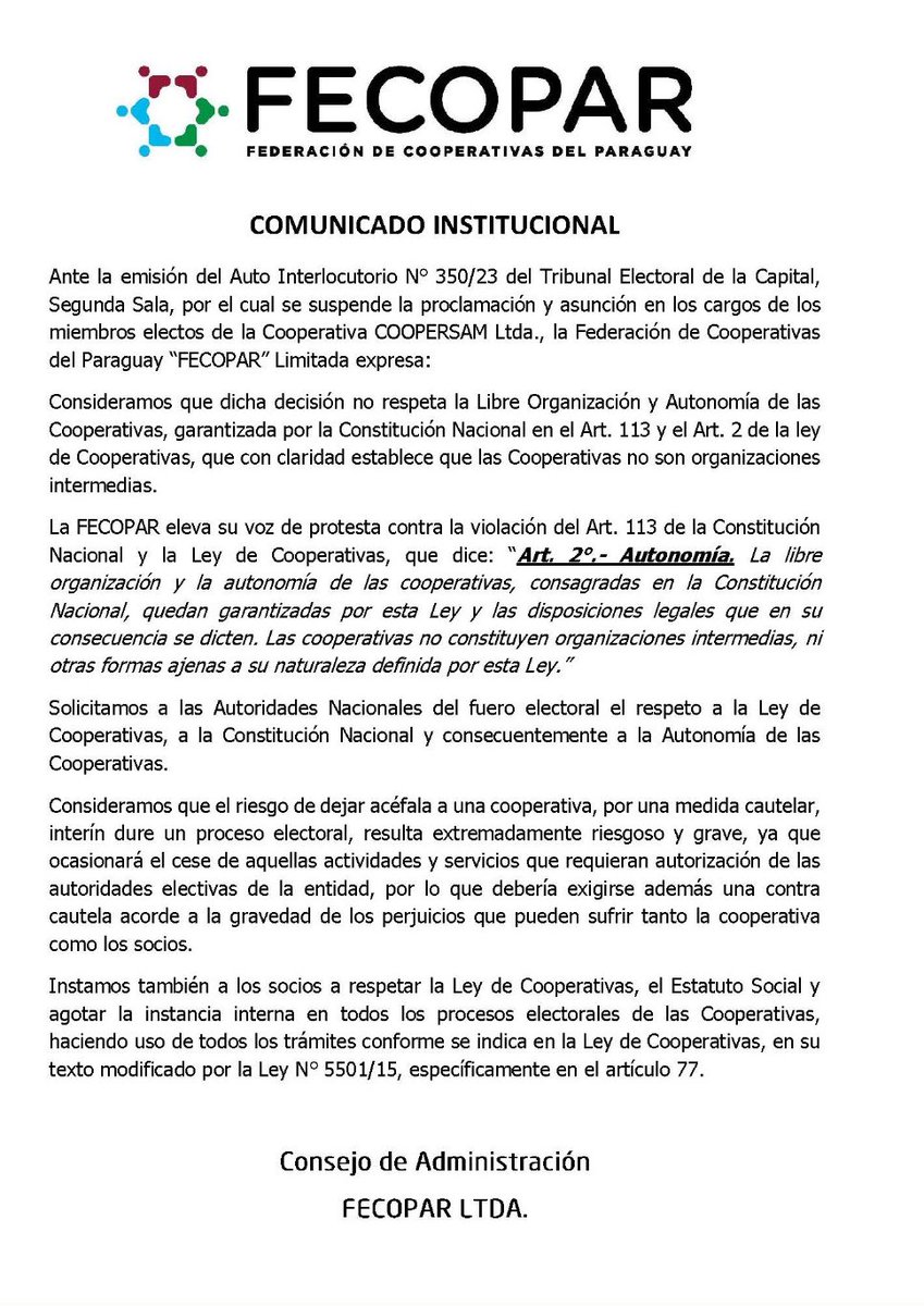 fecopar1's tweet photo. 📌Comunicado https://t.co/6tPxNM3Hl6
