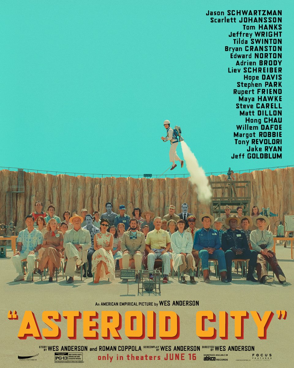AsteroidCity's tweet photo. Exclusive engagements in NY/LA on June 16, in theaters everywhere June 23. #AsteroidCity https://t.co/ulFXA9Y3g2