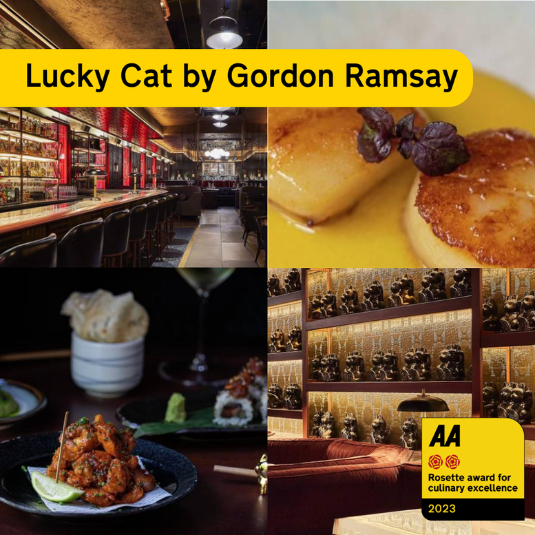 LATEST RATED – @LuckyCatGR, awarded 2 #AArosettes!

Why visit?
📍 Overlooking Grosvenor Square
🍱 Imaginative Asian Menu
🍹 Great cocktail menu & varied wine list

Book your visit > tinyurl.com/2zant6bp

#AALatestRated #LuckyCatMayfair @GordonRamsay @GordonRamsayGRR