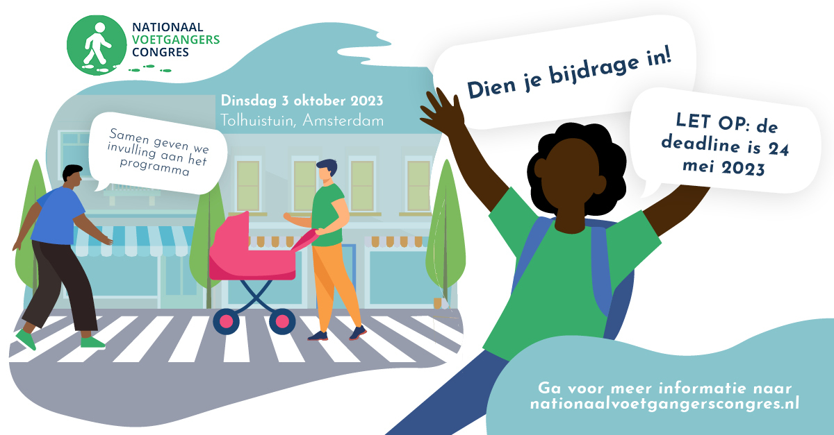 Nog slechts 2 weken om je bijdrage in te dienen! 📅⏳
Ook dit jaar dagen we je uit te laten zien hoe jij de voetganger een stap verder brengt. Hoe maak jij ruimte voor de voetganger?

Dien uiterlijk 24 mei 2023 je bijdrage in via bit.ly/3LVcbLq.

#voetgangerscongres