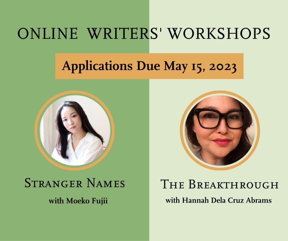 Writers! We have 2 workshops open for applications. Join @HannahDAbrams for The Breakthrough. Join @moekofujii for Stranger Names. Applications due Monday, May 15. Learn more: orionmagazine.org/events/categor…