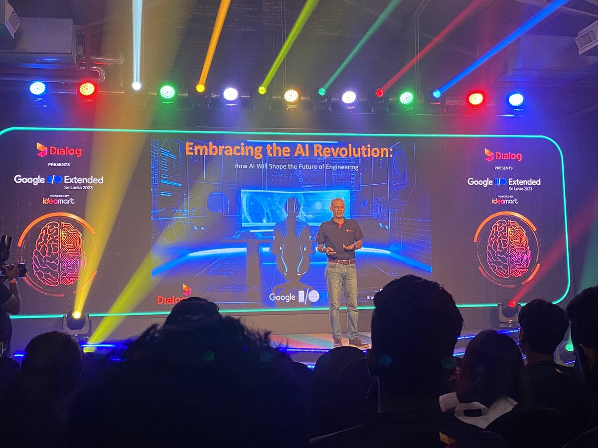 lasankaOnline's tweet photo. EMBRACING THE AI REVOLUTION
“DR. ROMESH RANAWANA”
#DialogGoogleIOExtended2023 #IOLK23 https://t.co/TVadKZjEDP