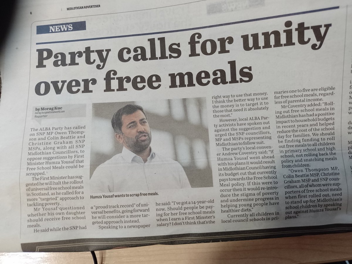 AndrewCoventry9's tweet photo. The SNP proposals to end free school meals will have a detrimental impact on family budgets and an adverse impact on child health. Humza Yousaf has to be forced to think again https://t.co/WW4QfZCF2h