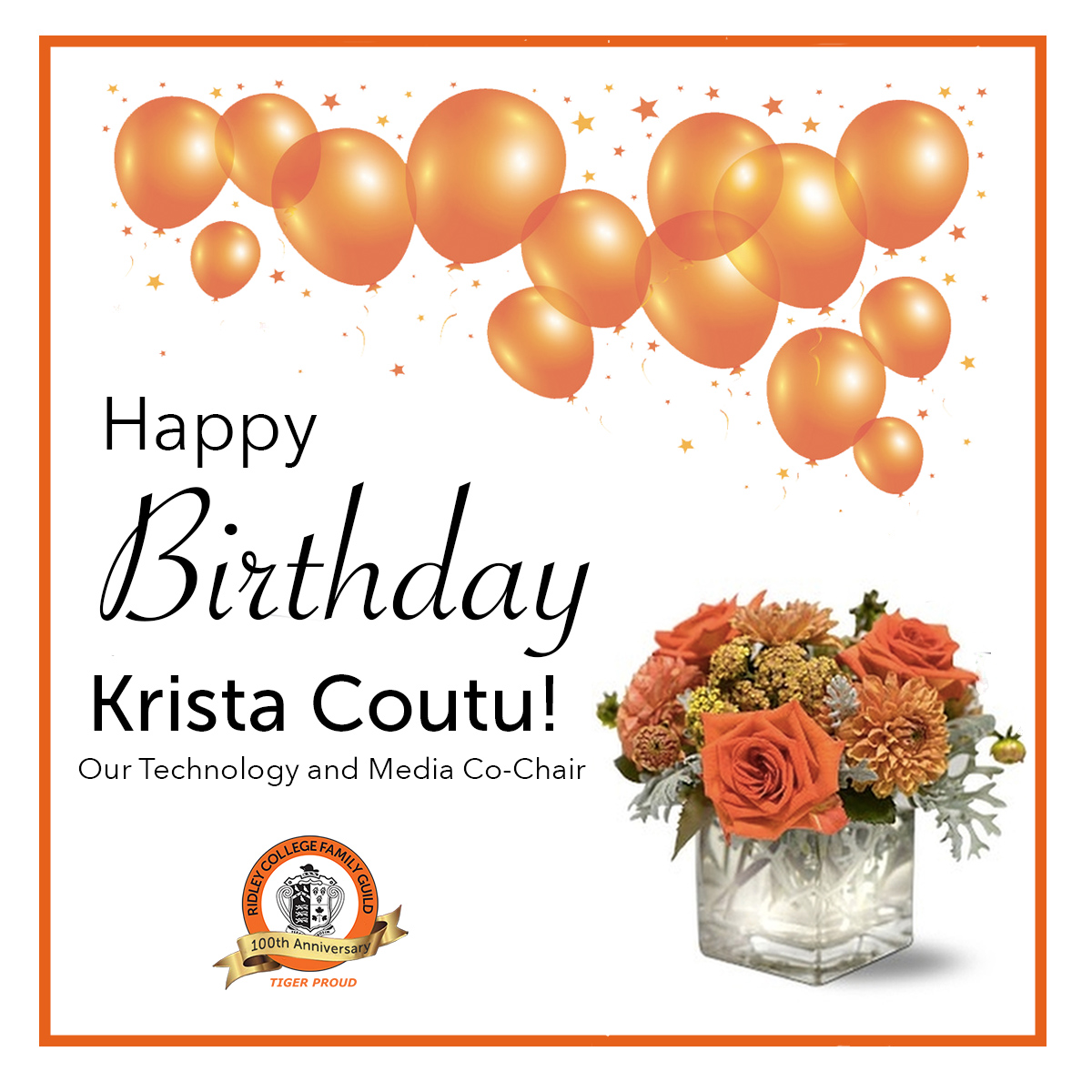 rcfgcomm's tweet photo. Happy Birthday to Krista Coutu, our Technology and Media Co-Chair! We wish her all the best on this very special day! https://t.co/R7gVRaaV11