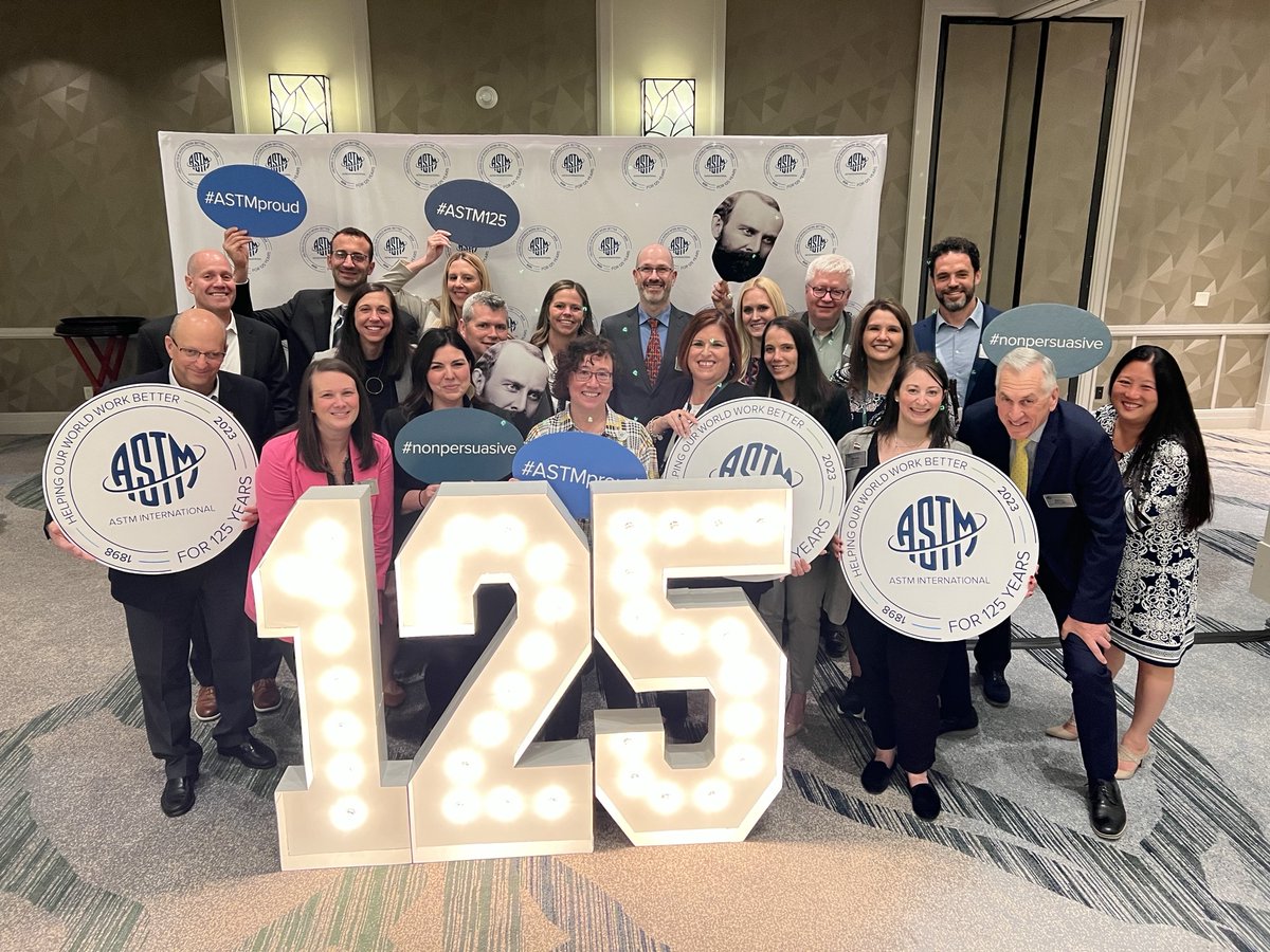 How are you celebrating ASTM International's 125th Anniversary? ASTM staff at May #CommitteeWeek in Denver pulled out all of the stops for this group photo. #ASTM125 #ASTMproud See more pics at go.astm.org/125-gallery-ce…