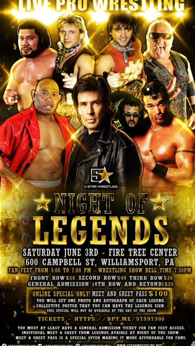 REALMRGOODLUCK's tweet photo. Catch @therealericbischoff as he will be the @5StarWrestling1 General Manager for Night of Legends on June 3rd 2023!
He's already made some huge matches and he's not done yet.
Tickets available now!!!
#5SW #BetterthanEver #5Star #wrestling #83weeks #prowrestling @83Weeks https://t.co/ulZ9G2qiNc