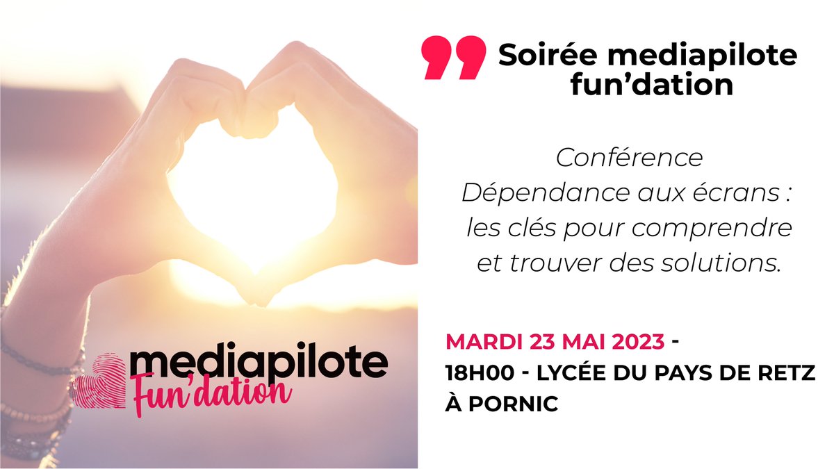 [SAVE THE DATE] Nouvelle soirée #MediapiloteFundation à #SaintNazaire 😀
A l'occasion du Printemps de l'Innovation, le #fondsdedotation de #Mediapilote est partenaire de #Pornicagglo pays de retz ! RDV le mardi 23 mai 2023.
Infos et inscription ici 👉bit.ly/3Bk2Is5