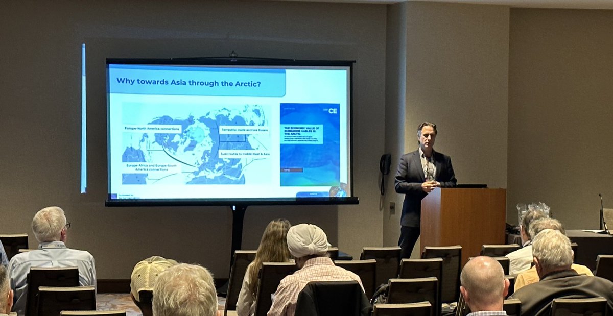nordunet's tweet image. Our own Valter Nordh speaking at Internet2  #CommEX23 on polar connectivity and the Nordic #Vision2030 for enhanced connectivity between Europe, North America, and Asia through the Arctic.