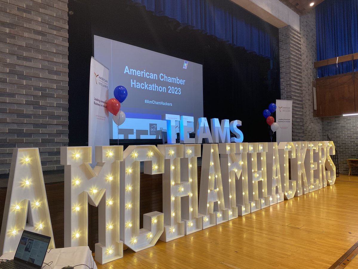 BusinessDCU's tweet photo. Delighted to be once again hosting the #AmChamHack conference here in @DCU St Patrick’s Campus! Looking forward to the next few days💡 https://t.co/FNLZGCkw0r