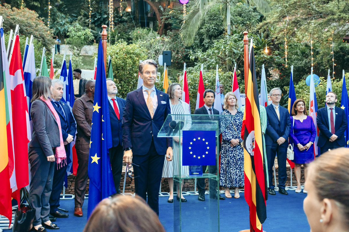 The EU belongs to its members! I want to thank my colleagues, the EU Member States Ambassadors for joining the #EuropeDay2023 celebrations yesterday! Together we are #TeamEurope. 🙏 for your support! Europe Day is our day, to remind where we come from & what we stand for. 🇪🇺🤝🇺🇬