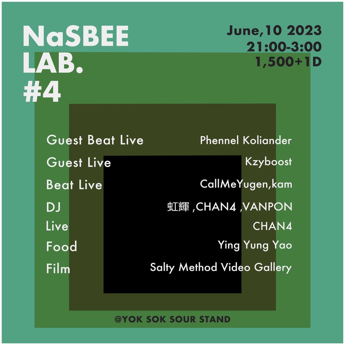 CallMeYugen's tweet photo. また主催させていただきます
やる時本気

4度目是非に

【NaSBEE LAB.4】
6/10(sat) 21:00-3:00
@yoksoksourstand 
¥1,500+1D

-Guest Beat Live-
Phennel Koliander @phennel_k 

-Guest Live-
Kzyboost @kzyboost https://t.co/7KWfRIJlKB