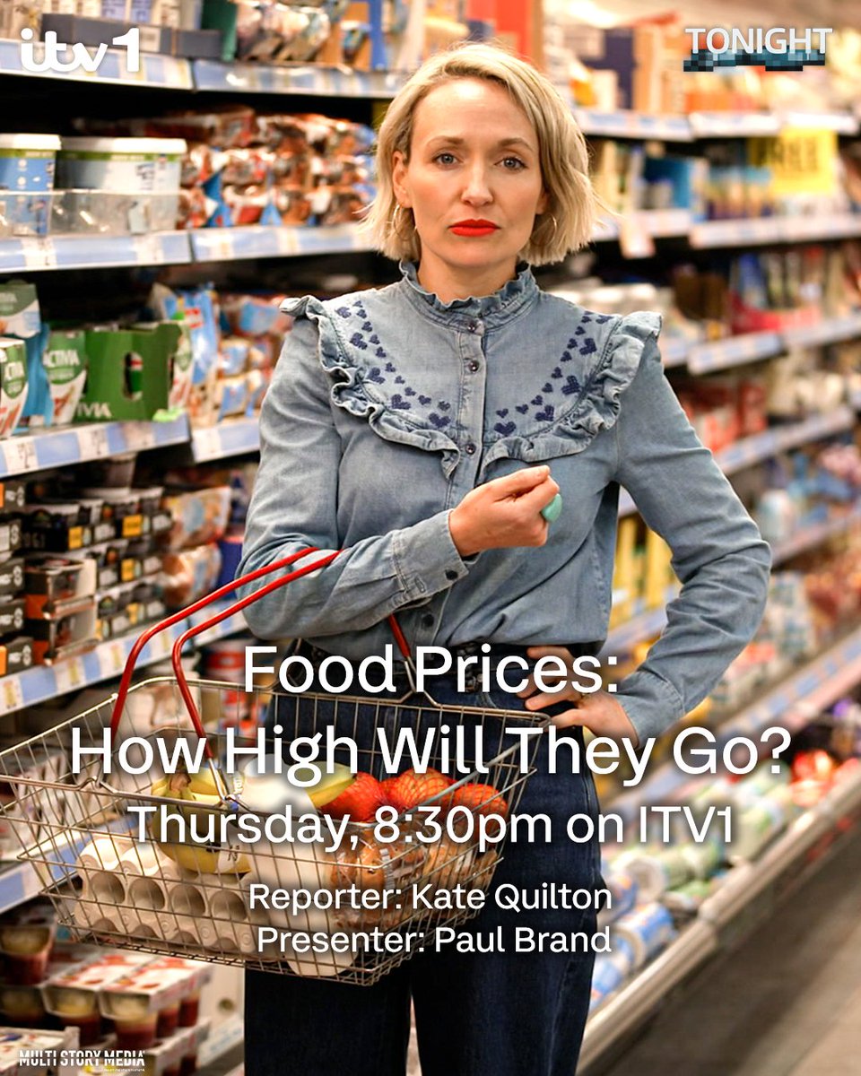 ITVTonight's tweet photo. 🛒 As food prices rise at the highest rate since 1978, @katequilton investigates why they're rocketing, who is being impacted, and what we can all do to save on a shop 💰

Food Prices: How High Will They Go? is on ITV1 this Thursday at 8:30pm

#ITVTonight https://t.co/YoscC0OqBg