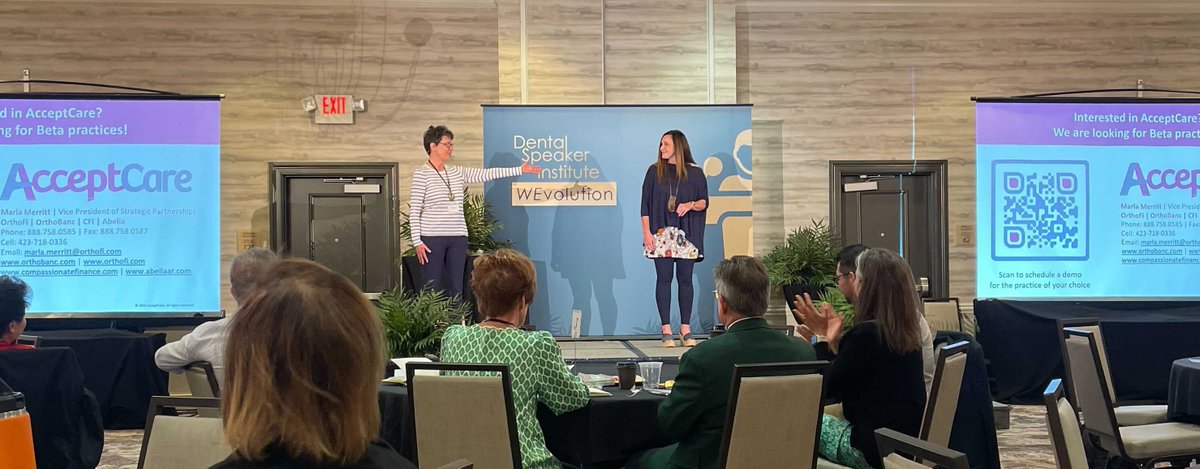 accept_care's tweet photo. Our VP of Partnerships, Marla Merritt, had a great time introducing AcceptCare in partnership with Margy Schaller, Presentation Content Coach &amp; Designer, at the #WEvolution event this past weekend! It was great to see familiar faces &amp; create new connections with so many of you. https://t.co/fsHYln1Ny9