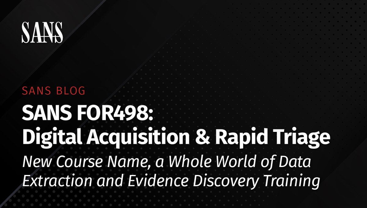 sansforensics's tweet photo. Hear from SANS #FOR498 course co-Authors @kevinripa &amp; @EricRZimmerman about the course’s new name and how it responds to the evolution in digital media as well as some tips to help you learn how to better use #KAPE

Read the blog: https://t.co/eXm1B2zWLu

#DFIR https://t.co/4JIgfRy1bZ