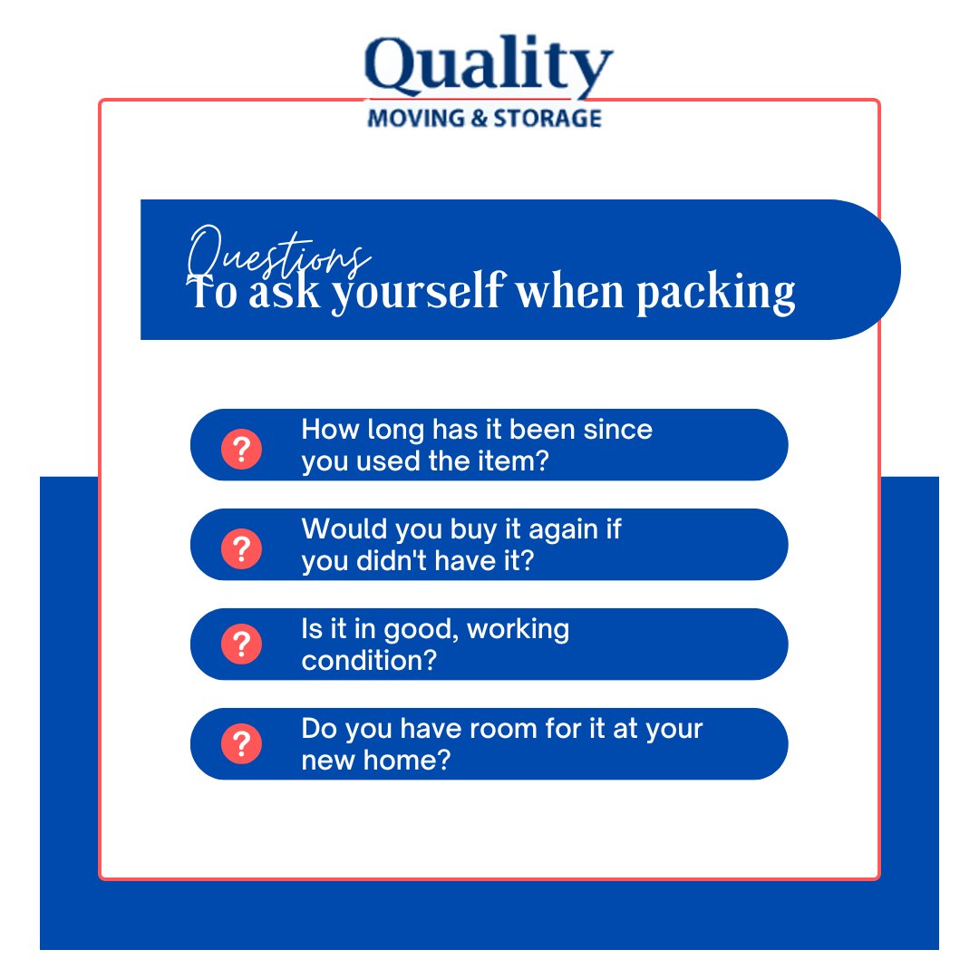 QualityMovingNY's tweet image. How can you narrow down what you need to pack and what to donate or toss? Check out these helpful questions! #QualityBrawn #PackingTip