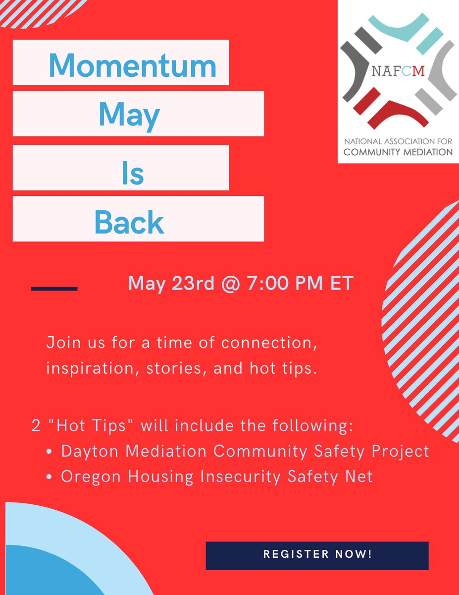 It's almost time for Momentum May.  Register today for a great time of connection, inspiration, stories, and "hot tips."  

Visit ow.ly/C2C850Of324