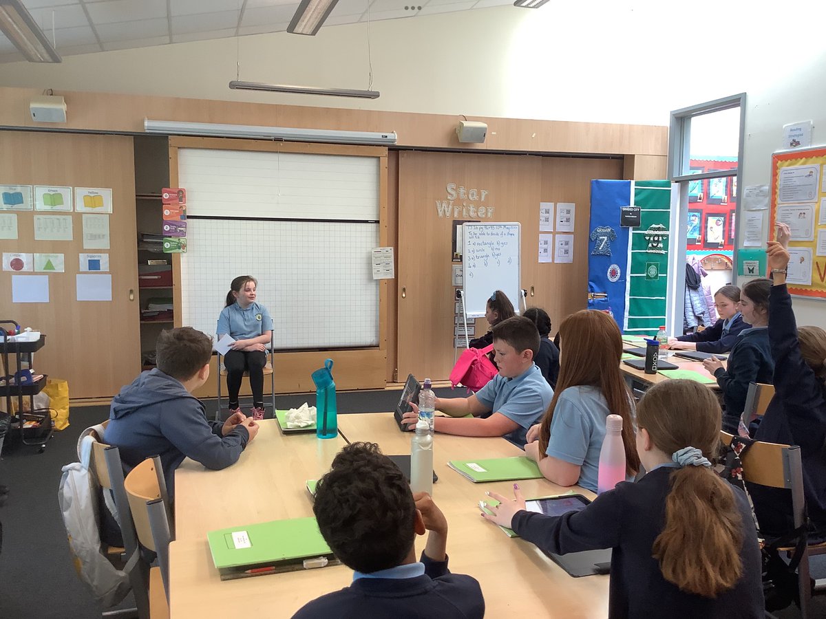 StBernardsPS's tweet image. Primary 6b taking part in their World of Work Week hot seating activity &amp;amp; qualities and skills discussion 😃 #whatskillsareneeded #guessmyjob #worldofworkweek @dywstpauls @garycondie67 @DYWGlasgow