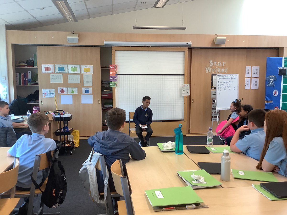 StBernardsPS's tweet image. Primary 6b taking part in their World of Work Week hot seating activity &amp;amp; qualities and skills discussion 😃 #whatskillsareneeded #guessmyjob #worldofworkweek @dywstpauls @garycondie67 @DYWGlasgow