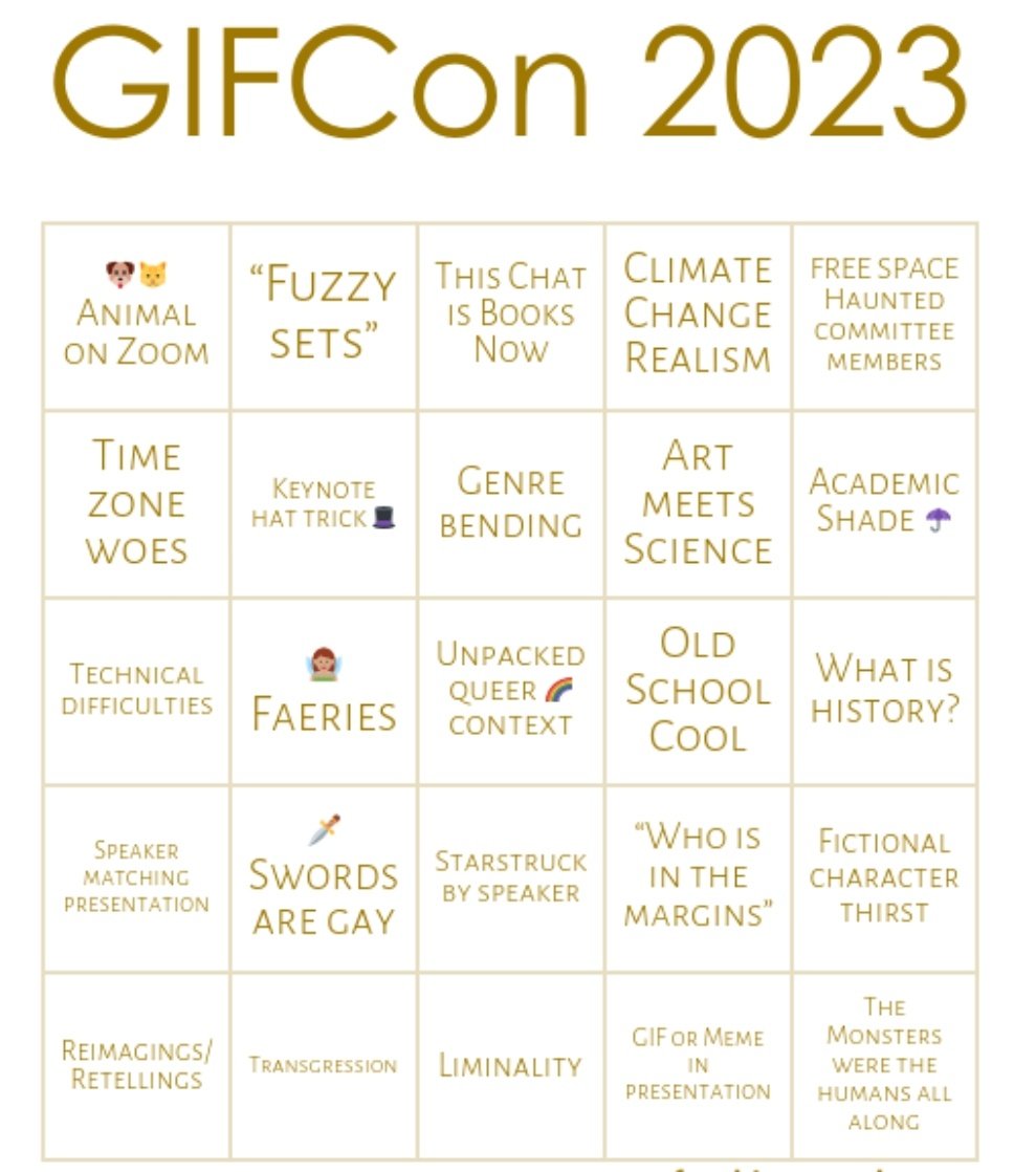 D_Nikolaidou's tweet photo. Having a blast participating at #GIFCon2023 so far, but why am I only finding out now about GifCon Bingo?!! https://t.co/JjT8eoGS3y