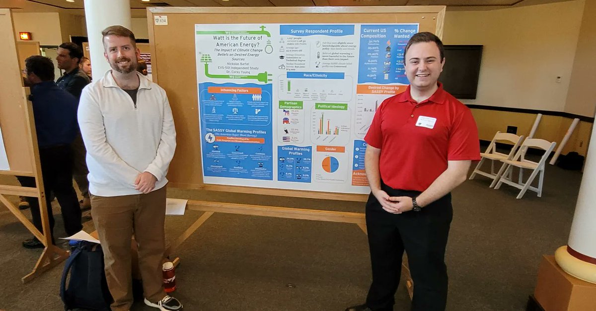 Wjenvironmenta1's tweet photo. Another impressive showing from all of our students at the Spring Poster Session. Special congratulations to EVS graduating seniors Nickolas and Amanda! They are part of this fantastic Class of 2023 who will be sorely missed. https://t.co/FJhRwOKVxJ