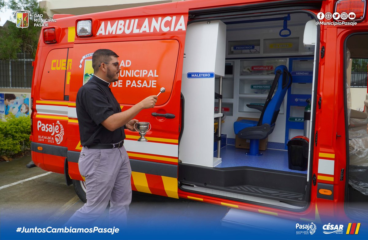 Las coberturas de emergencias en Pasaje se realizarán de forma eficiente y efectiva.

Alcalde <a href="/cesarencaladae/">CÉSAR ENCALADA ERRÁEZ</a> entregó en donación, mediante convenio, ambulancia totalmente equipada a <a href="/BomberosPasaje/">BomberosdePasaje</a>

#emergencia #ambulancia #SOS #salud #PrimerosAuxilios #Bomberos #CesarEncalada