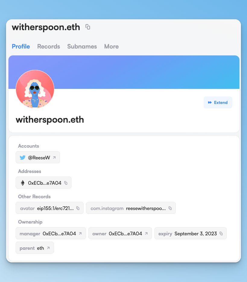 setrecords_eth's tweet photo. A blockbuster new &amp; improved #ENS Manager App - Starring @ReeseW | witherspoon.eth

We say cheers 🥂 to the 'Reese's' who saw the future. 
And we're keeping drinks ready🍻 for those who will see in the (near) future.

https://t.co/z79IdliScS https://t.co/mSK5d7jSdt