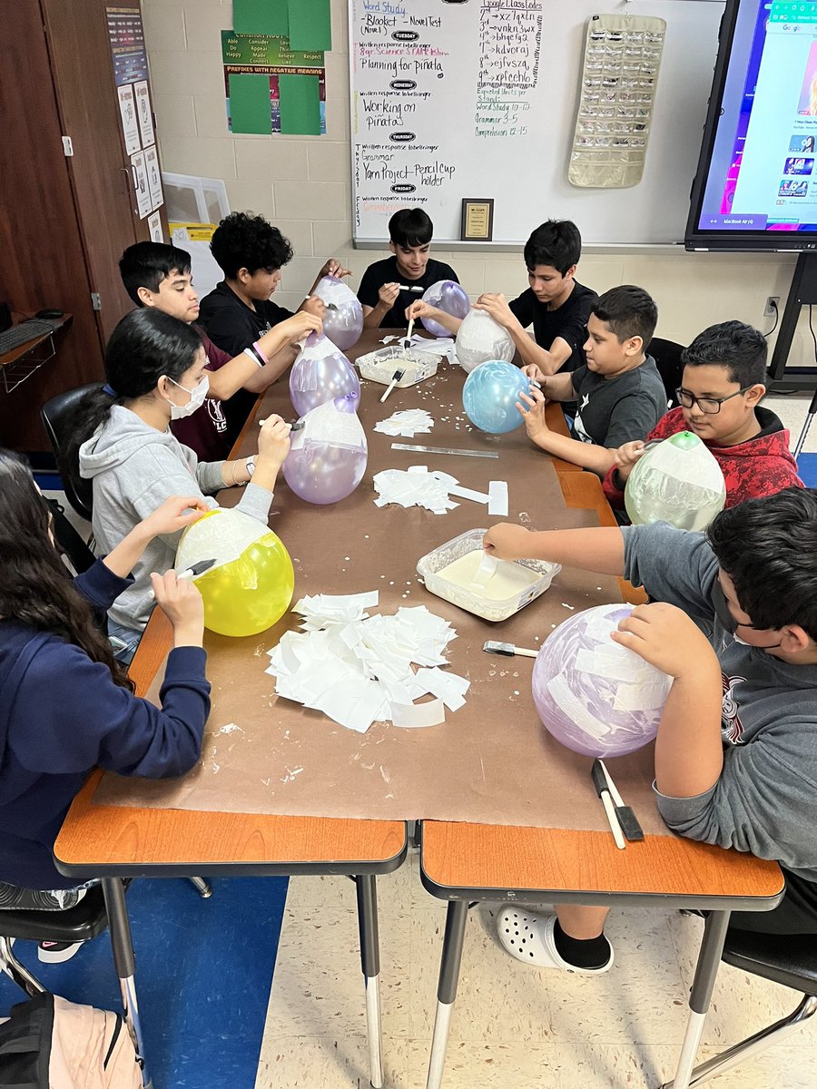 DemoClaudia's tweet photo. Piñata projects are under way. Creativity awaits! @salflores10 @McAllenISD https://t.co/EHzUD7LznE
