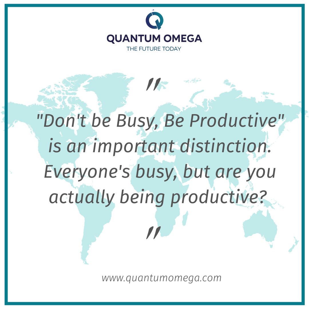 lifeatQuantum's tweet photo. "Don't be Busy, Be Productive" is an important distinction. Everyone's busy, but are you actually being productive?

#projectmanagement #d365 #microsoftdynamics365 #b2b https://t.co/aCUNChEBOM