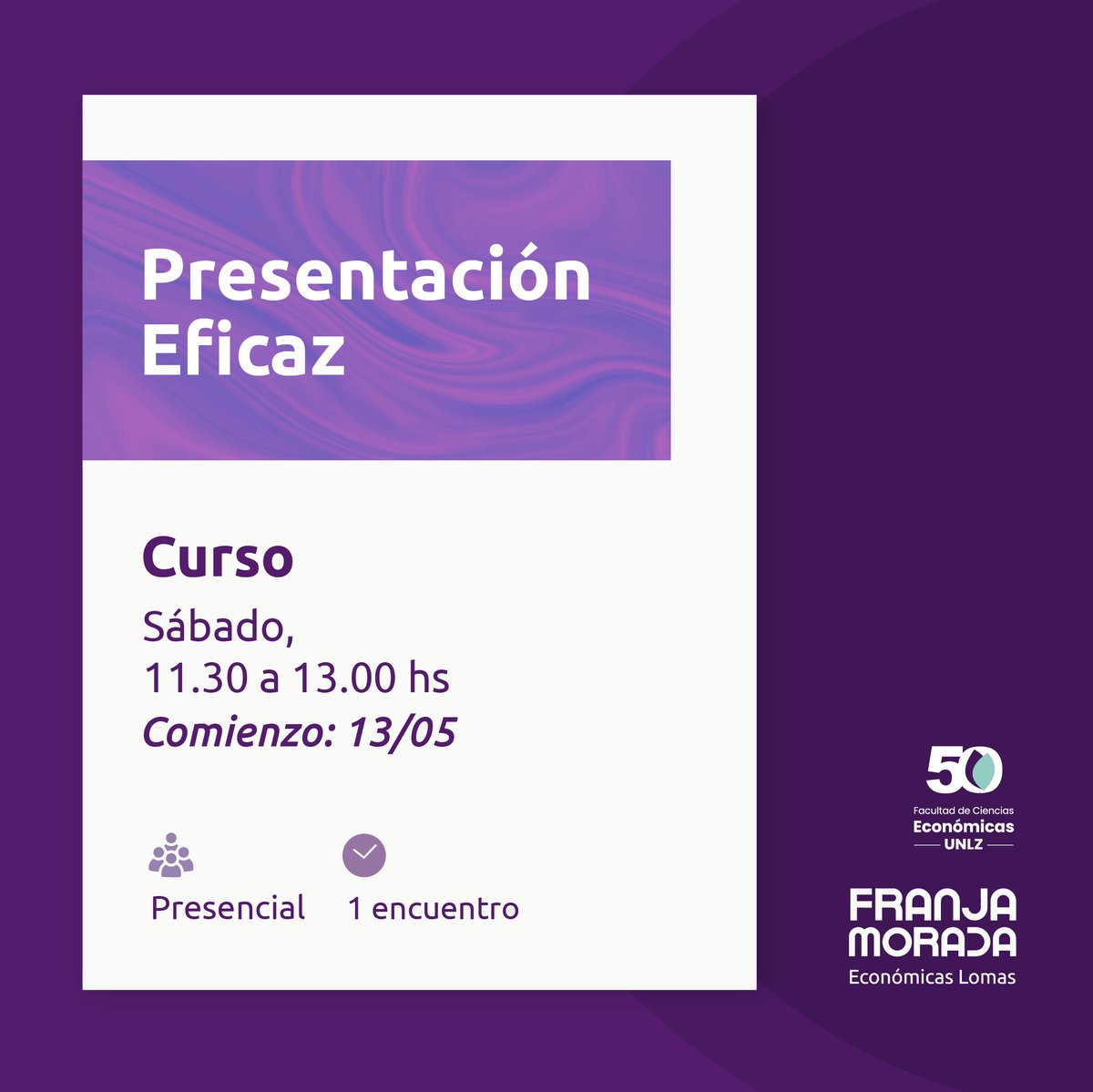 ceceunlz's tweet photo. ⚡ TALLER DE PRESENTACIÓN EFICAZ ⚡

👉 El curso busca mejorar las presentaciones que sostiene las exposiciones del estudiante.

🚩 Comienza el sábado 13 de mayo a las 11.30hs.

#PresentaciónEficaz #CursoGratuito #FranjaMorada #CECEUNLZ #UNLZ #EconómicasLomas #50Económicas https://t.co/CLG2Wjqo7j