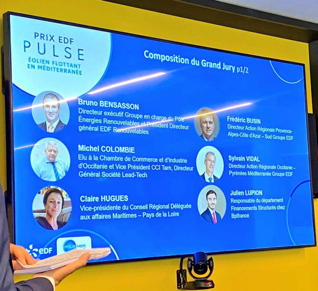 EDF_Occitanie's tweet image. #live 📣📣📣 Après les pitchs et les délibérations du grand jury, il va être temps d&apos;annoncer les lauréats des prix #EDFPulse éolien flottant en mer méditerranée au @FOWTEvent...

@brunobensasson