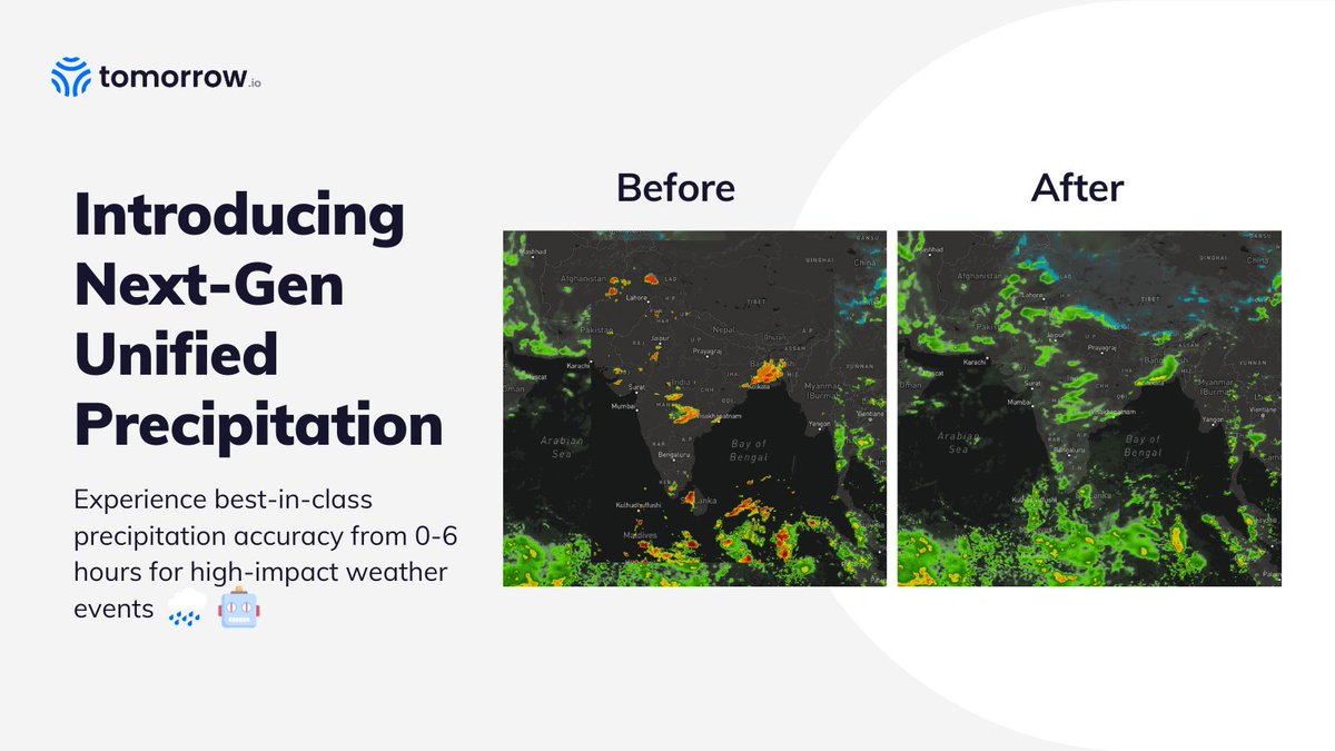 UAlbanyWxCOE's tweet image. Experience the future of weather intelligence with Tomorrow .io Real-Time and NowCast global precipitation data. Utilizing AI/ML and satellite data for high-precision forecasts, it&apos;s a game-changer. Don&apos;t miss out! #weatherintelligence #weatherAI