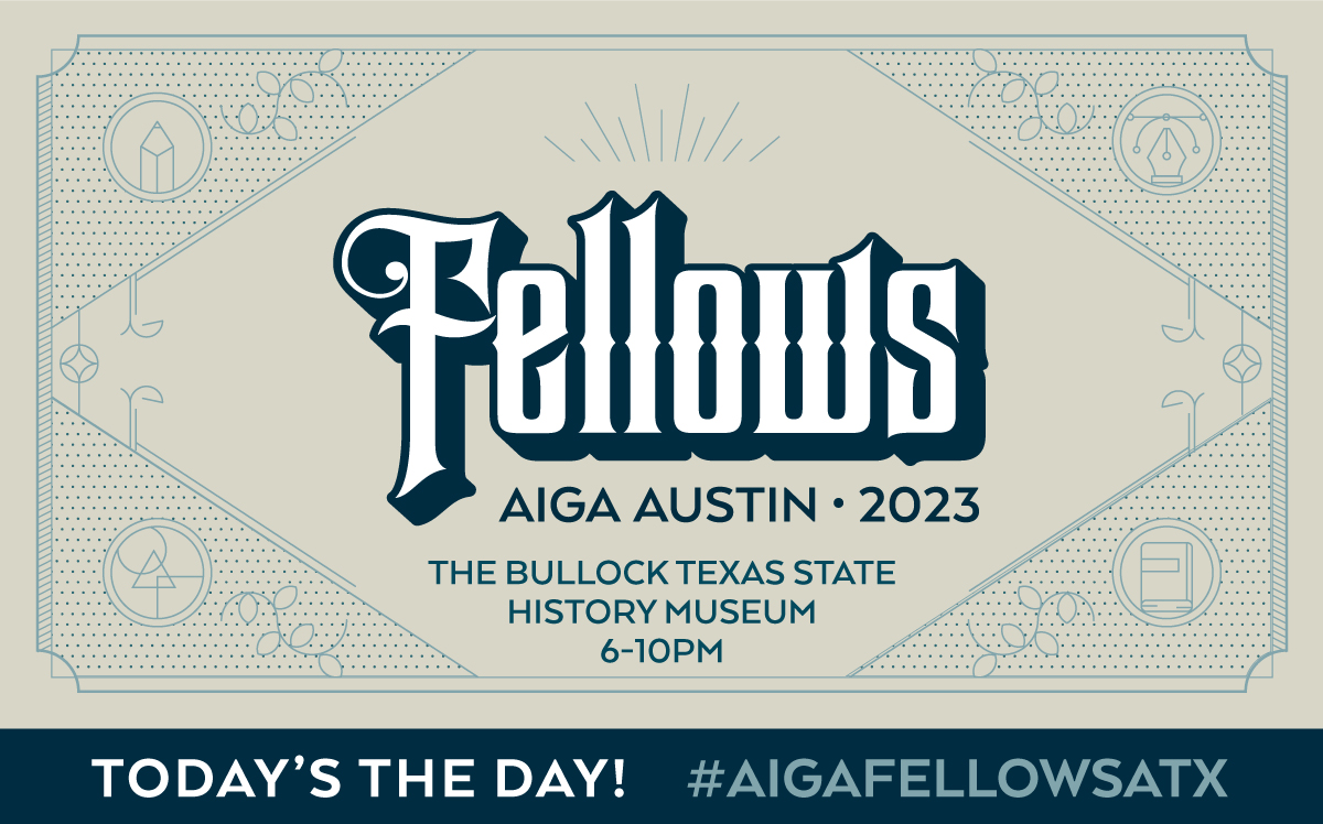 aigaaustin's tweet photo. Today’s the day! Join us at celebrate the success of our AIGA Austin Fellow Award recipients Sean, Wendy, and Oen. We hope to see you tonight at 6! #aigafellowsatx
#gala #awards #aigaaustin #atx #bullockmuseum #awardsgala #oenhammonds #seancarnegie #wendycarnegie #aiga https://t.co/uhyO9Dv8gi