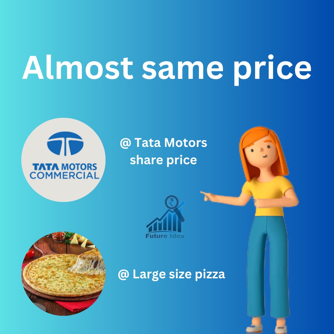 Futureidea_offi's tweet photo. Did you Know...?

Large Size Pizza Price almost equal to Tata motors share price

Following us to know more facts like this....?😎📈💸

#nifty #nifty50 #sharemarketindia #nseindia #BSE #sharemarketnews 
#niftyOptions https://t.co/8rrQmn67Nf