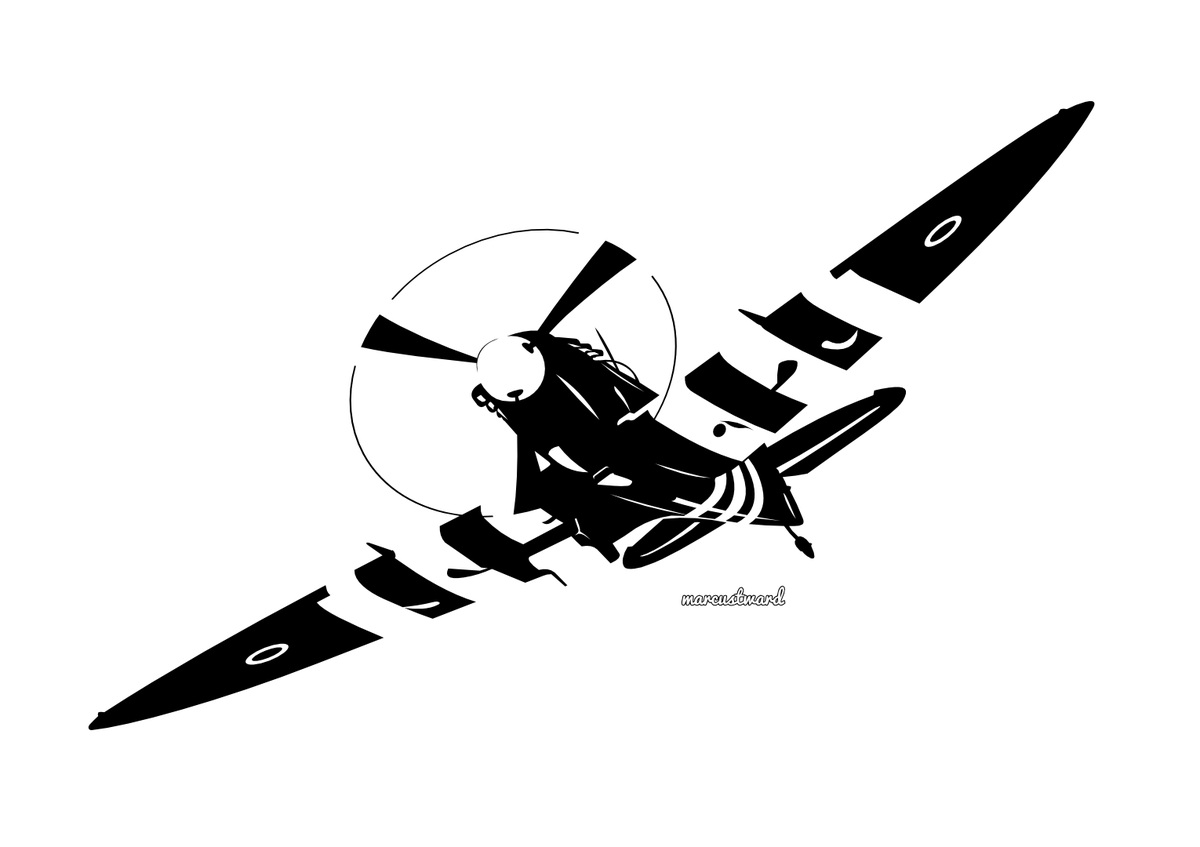 One of two latest drawings…
Supermarine Spitfire

(As it's VE Day week)

#WingWednesday #MonoArt #NegativeSpace
#AffinityV2 #MadeInAffinity #VectorArt