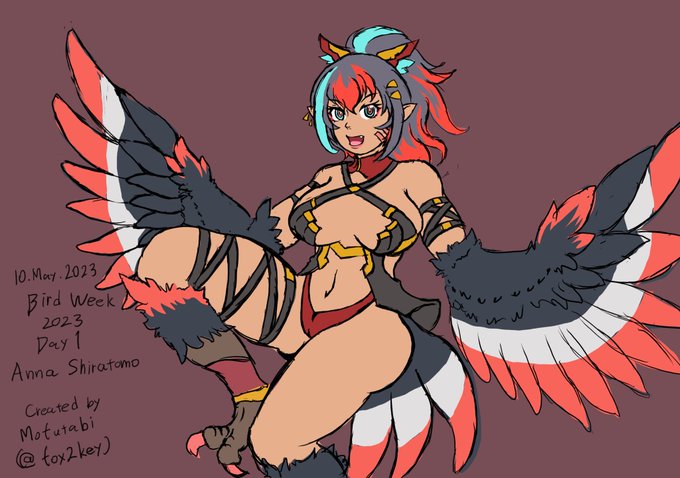 愛鳥週間2023 1日目 白朋 杏菜ちゃん | ハガネン #pixiv https://t.co/dPWiuhaG2j
日付跨いじまいましたが、今年の愛鳥週間1日目はもふたびくん(@fox2key )のところのハーピーヒーロー、杏菜ちゃん!
対をなす悪女ハーピーもおりまっせ!!

#愛鳥週間だからハーピー描こうぜ 