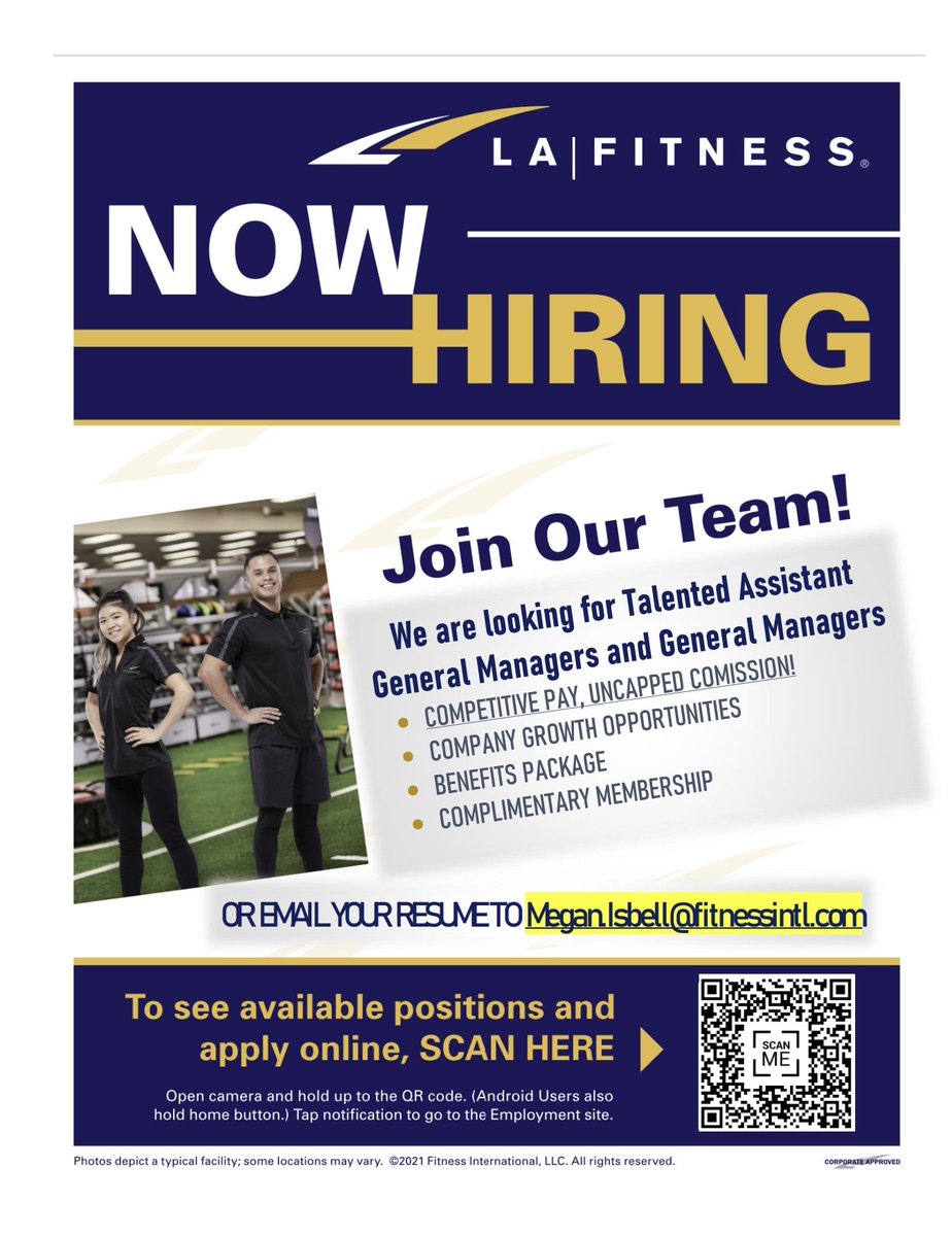 #hiring in San Antonio! 

#Fitnessjobs #wellnessjobs #nowhiring #lafitness