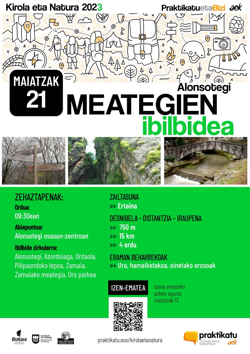 praktikatu's tweet photo. #PRAKTIKATUetaBIZI
Kirola eta Natura
MEATEGIEN IBILBIDEA
Euskaraz praktikatu eta naturaz gozatu nahi baduzu,
ZATOZ GUREKIN! 
https://t.co/HHlpCO5dib https://t.co/6eW1BpDe4n