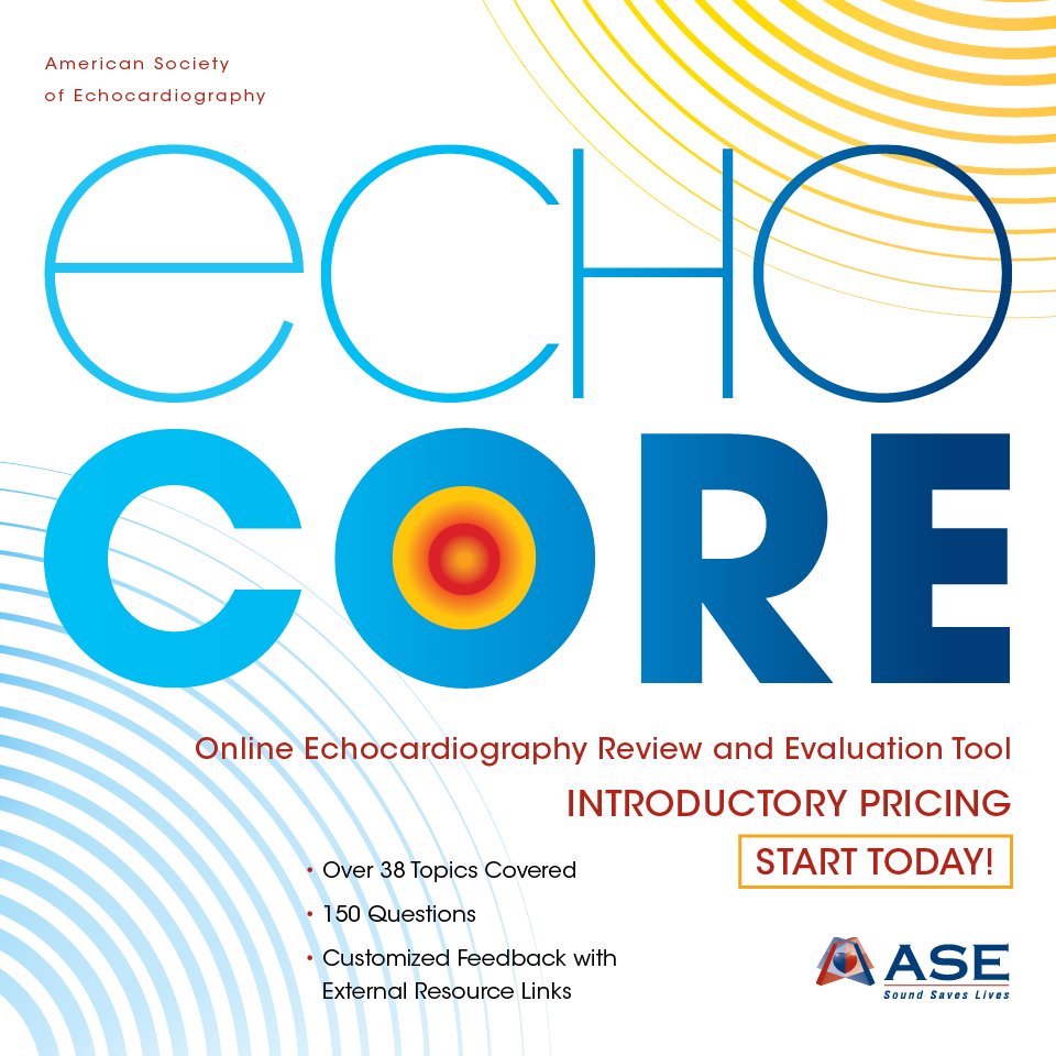 Check out ASE's online educational tool, #echoCORE, an interactive, multiple-choice Q&A product that features: 💙150 questions 💙Over 38 topics 💙Feedback in real time 💙Lectures and links Developed by 24 experts in the field, purchase #echoCORE today: bit.ly/3FkljaU