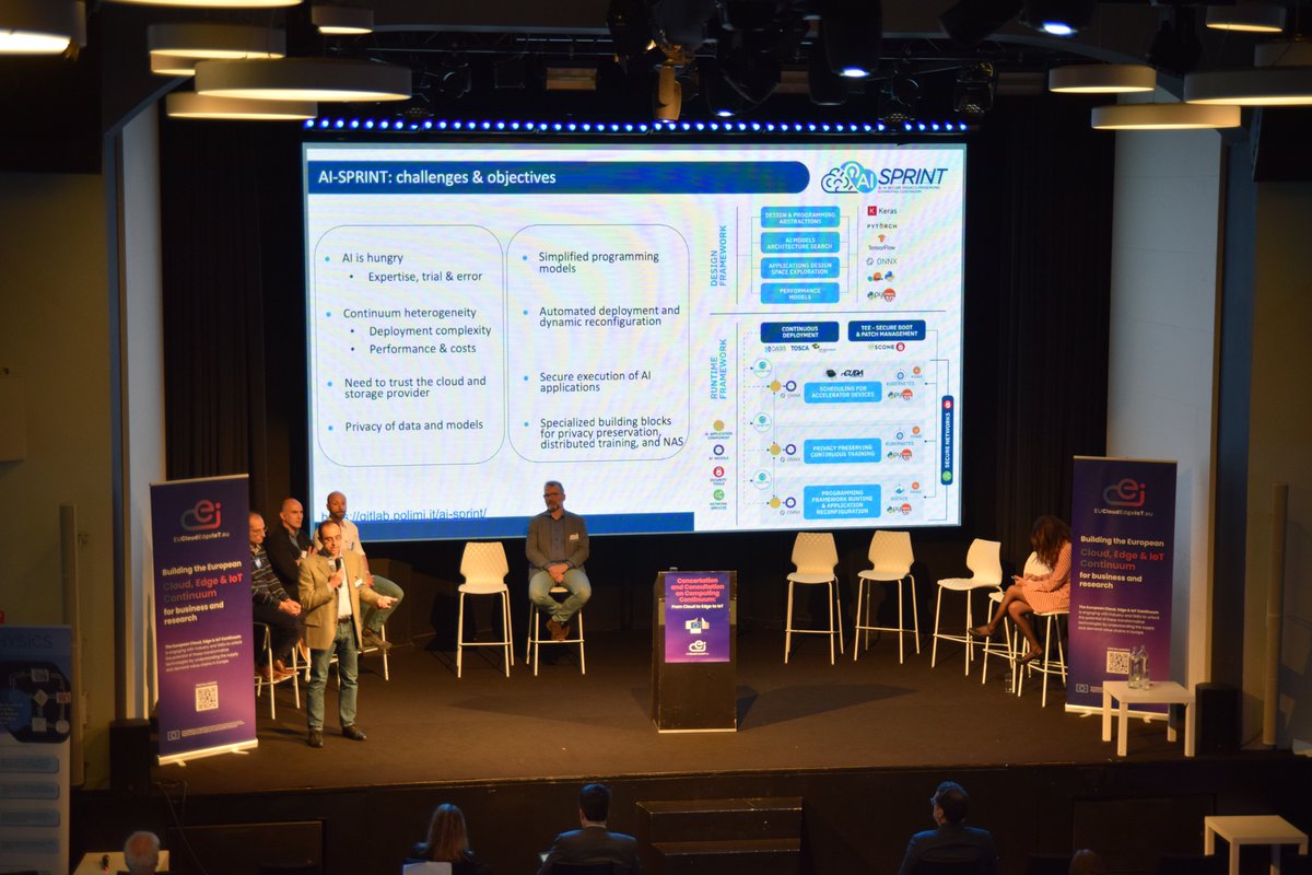 ai_sprint's tweet photo. 👏The AI-SPRINT project coordinator @ArdagnaDanilo (@polimi) has joined today the #EUCEIEvent. He presented the project's overarching objectives, together with @H2020Physics @DataCloud2020 @CharityProj &amp; @ProjectSerrano, during the Success Stories session on #cloudcomputing. https://t.co/3jDSi0g5mC