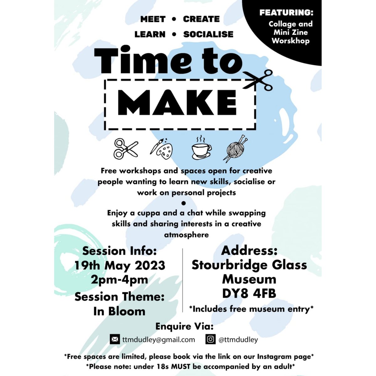 BeckArtsConnect's tweet photo. 2 free #timetomake creative workshops in Dudley this month:
🔹Mixed media mini zine creation
🔸Poetry paper chain making
All welcome, no experience or equipment needed (under 18s must be accompanied by an adult.)
Booking for Stourbridge Glass Museum in @ttmdudley Instagram bio https://t.co/gSTceVV32c