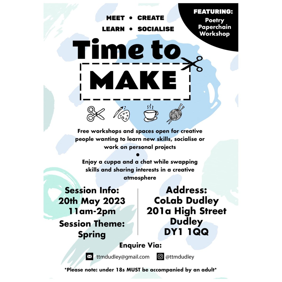 BeckArtsConnect's tweet photo. 2 free #timetomake creative workshops in Dudley this month:
🔹Mixed media mini zine creation
🔸Poetry paper chain making
All welcome, no experience or equipment needed (under 18s must be accompanied by an adult.)
Booking for Stourbridge Glass Museum in @ttmdudley Instagram bio https://t.co/gSTceVV32c